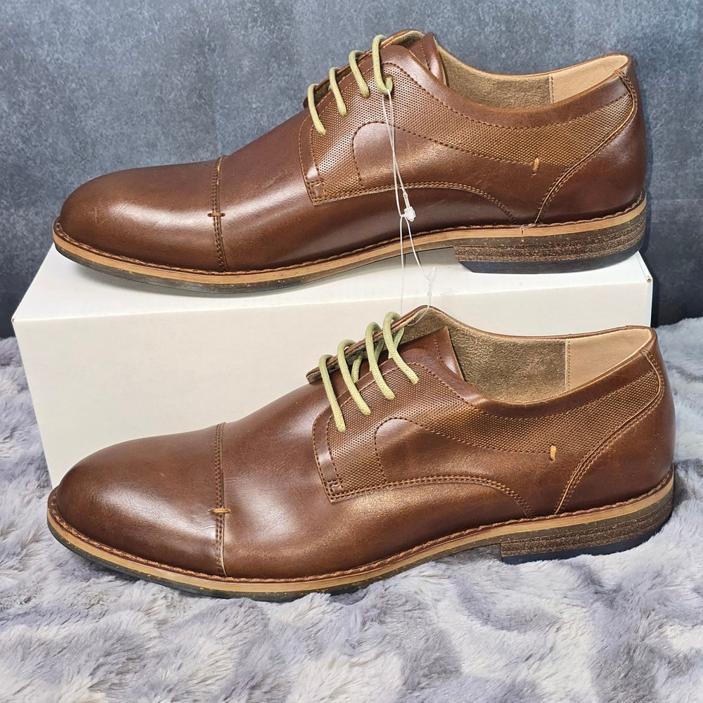 NWOT Freeman Dress Shoes‎ Brown Cap Toe Memory Foam Oxfords Mens 10